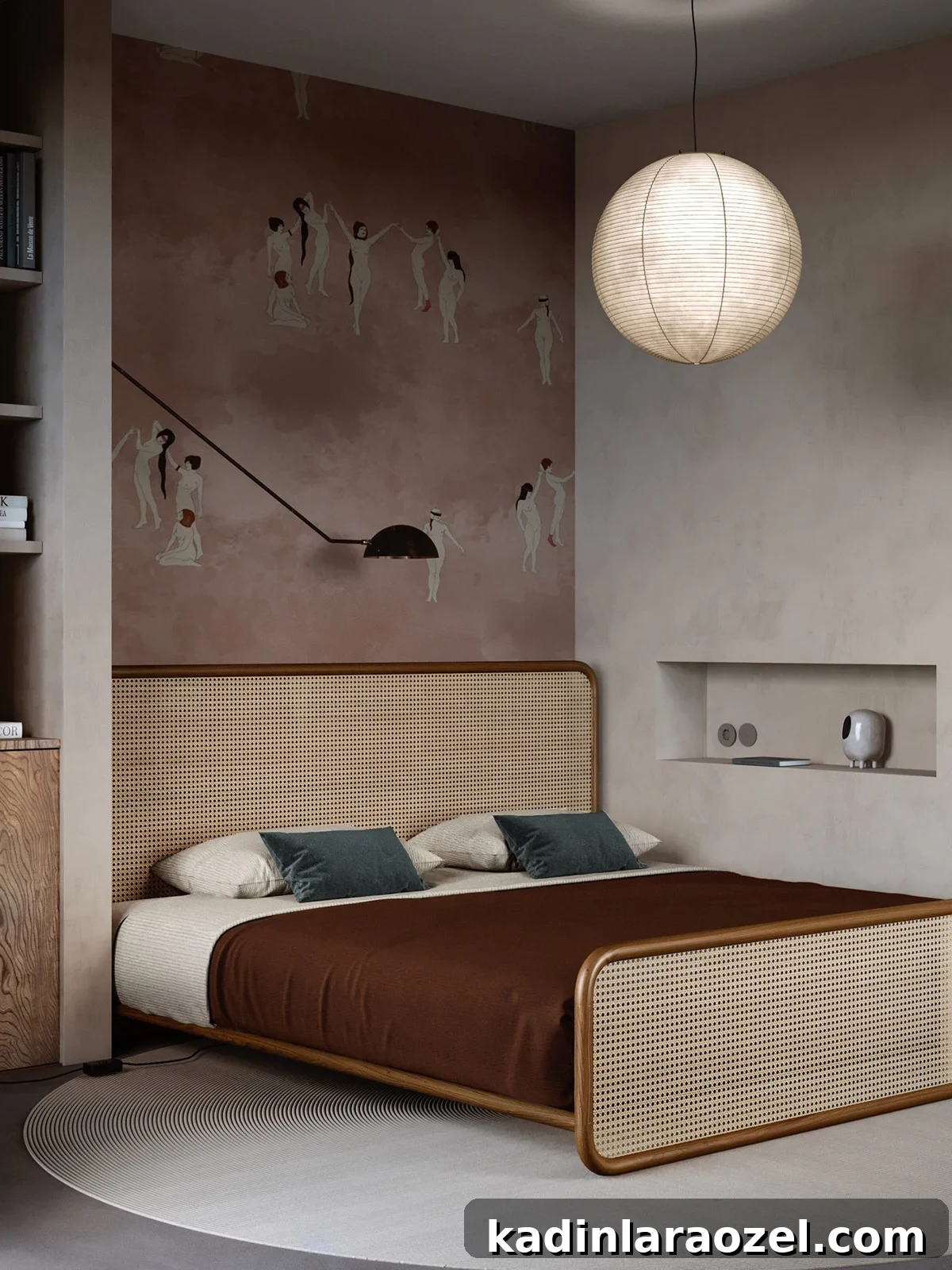 16 Stylish Temporary and Permanent Wallpapers to Transform Your Home 6 Moody organic modern bedroom with pink wallpaper
