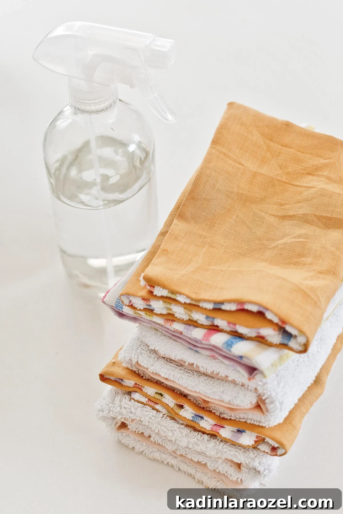 Reusable Unpaper Towels: 2 Ways to Make Cloth Paper Towels from Scraps 3 A stack of DIY unpaper towels for everything from cleaning and spills to wiping any faces, etc.