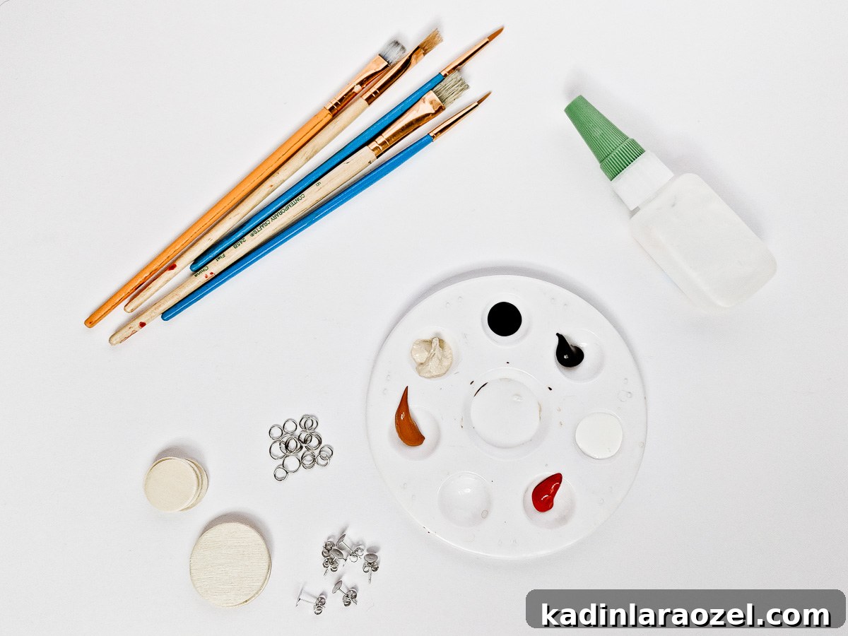 Materials for DIY face earrings.