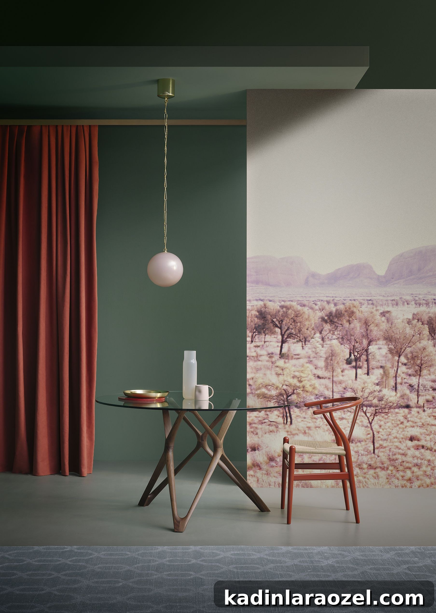 Moody Green Interiors: 12 Stylish Ways to Use the Color 10 Moody green walls with rust colored accents.