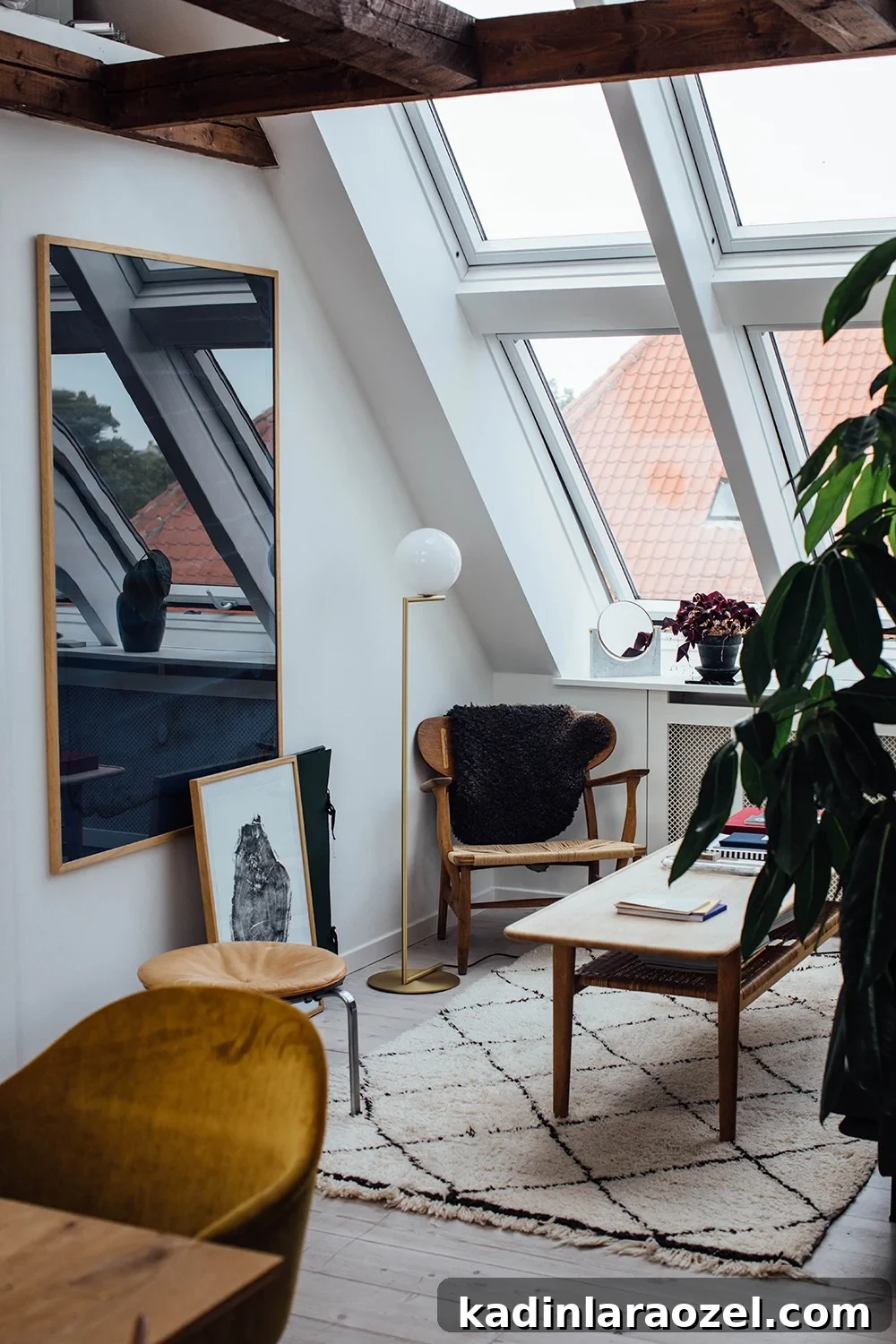 artsy light-filled apartment with large artwork and huge windows