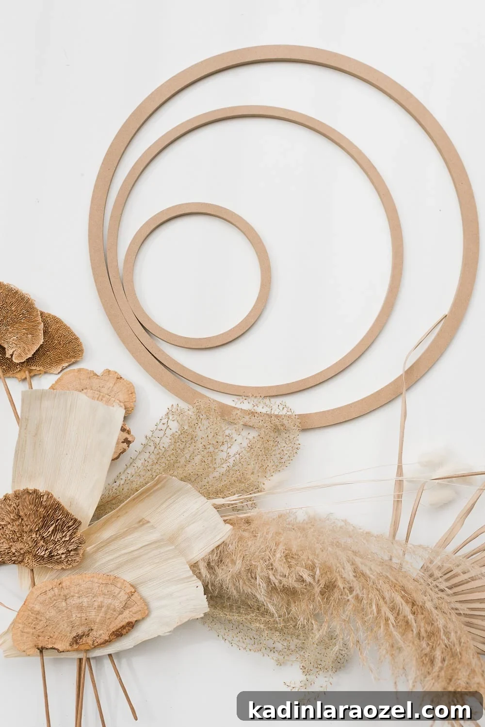 Supplies for making a modern fall wreath.