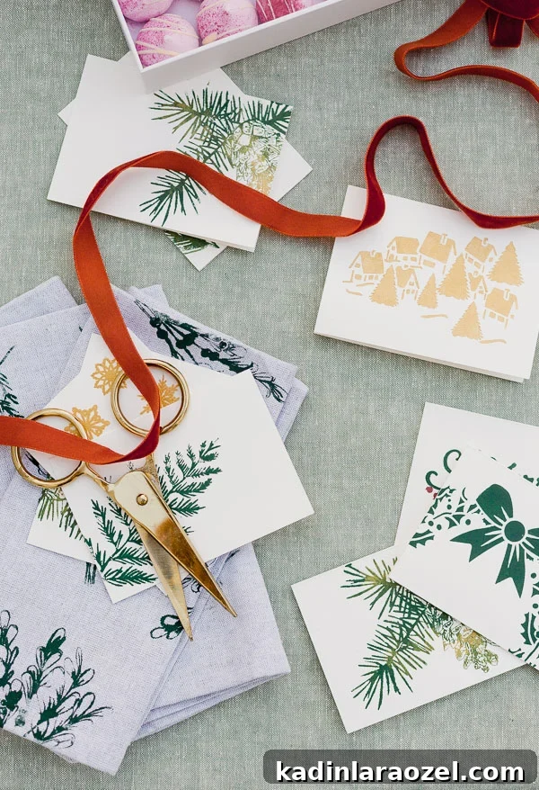 3 DIY Holiday Hostess Gifts That Impress 2 Stenciled holiday greeting cards (DIY) as a simple hostess gift idea