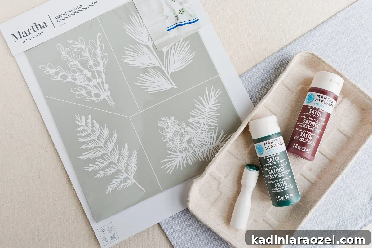 3 DIY Holiday Hostess Gifts That Impress 4 Martha Stewart stencils and paints for hostess gift materials