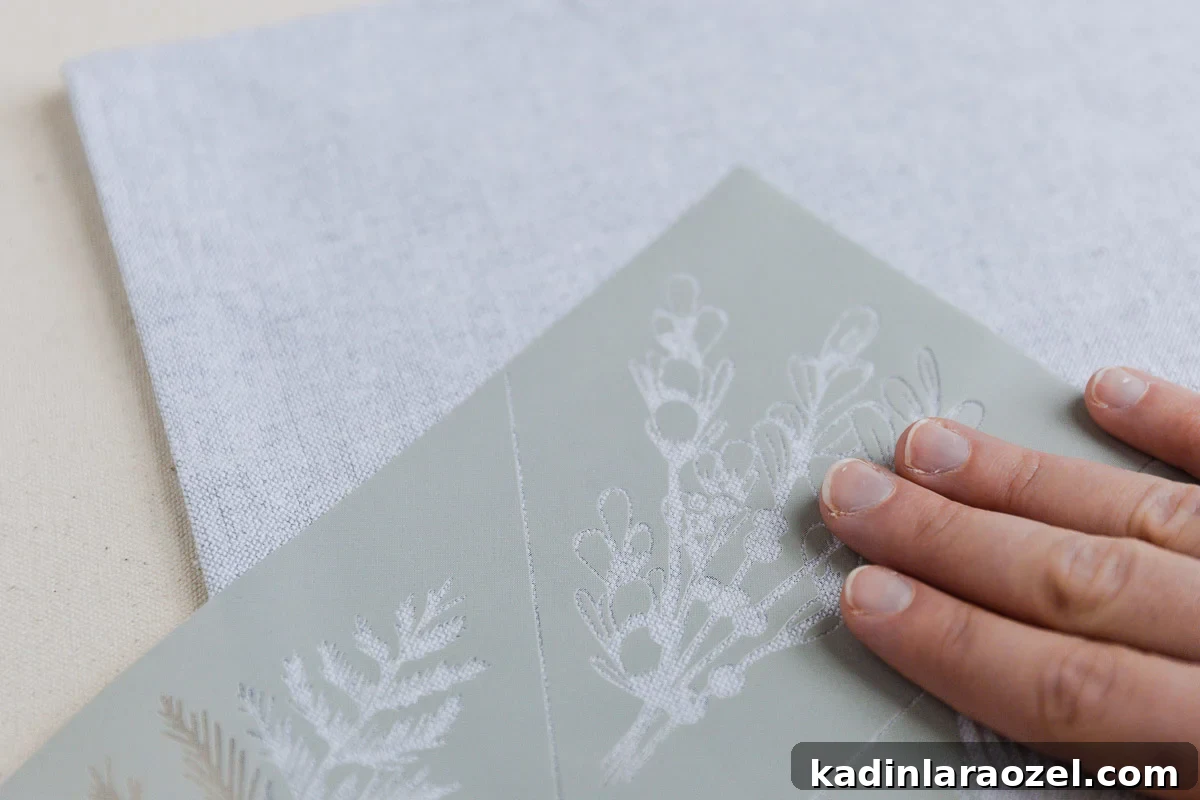 3 DIY Holiday Hostess Gifts That Impress 6 Apply floral stencil to fabric napkin
