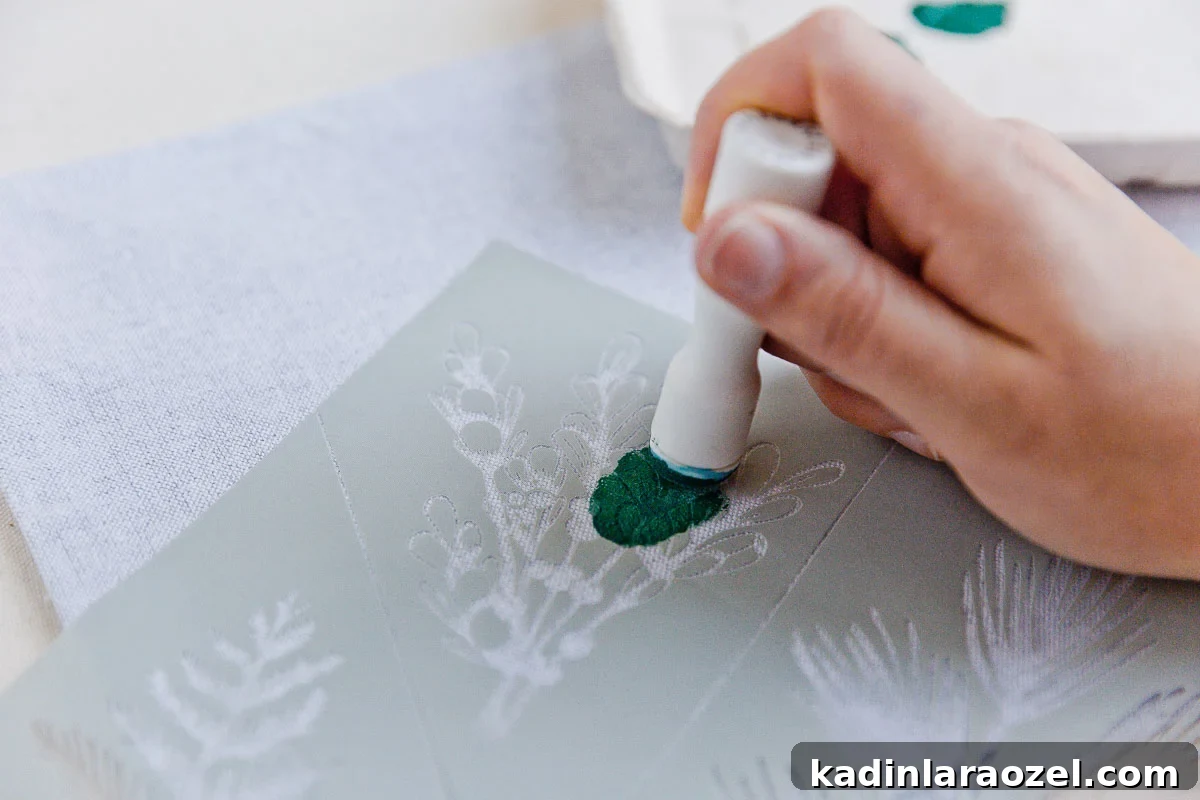 3 DIY Holiday Hostess Gifts That Impress 7 Daub paint over the surface to create a stenciled design