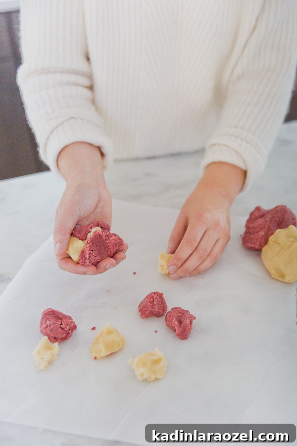 Technique for mixing dough to get marbled sugar cookies