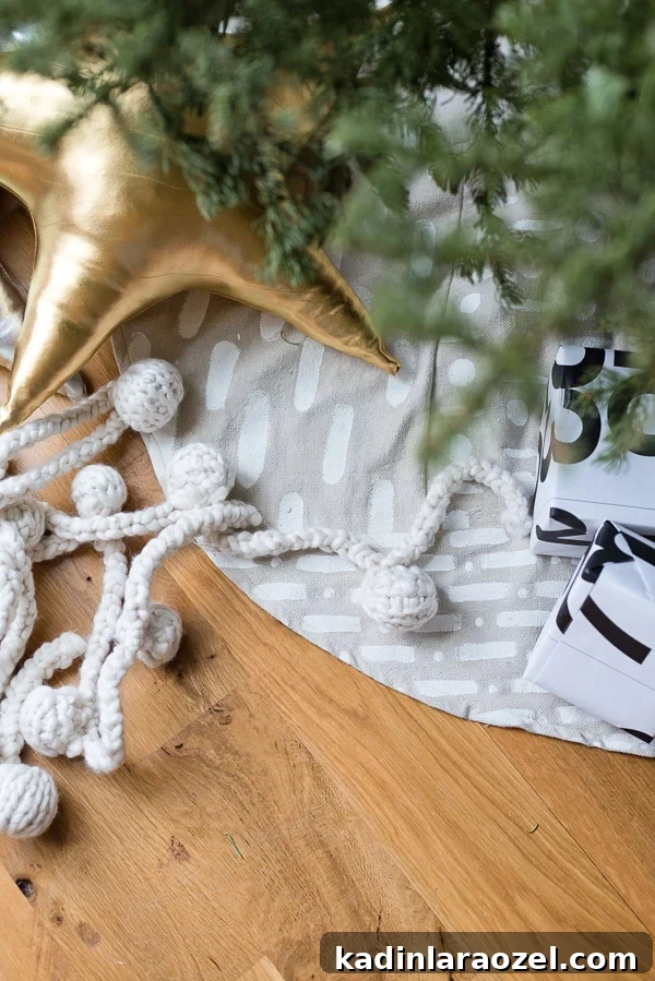 Mud cloth DIY tree skirt for Christmas