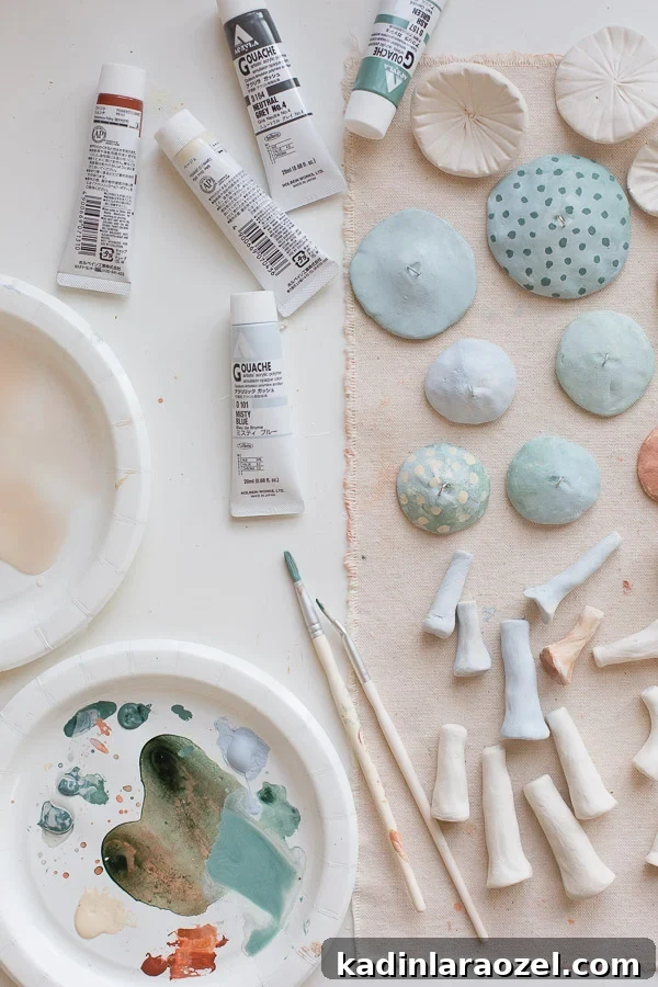 DIY Clay Mushroom Christmas Ornaments: Step-by-Step Guide 11 Paint clay mushroom pieces once dry