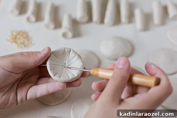 DIY Clay Mushroom Christmas Ornaments: Step-by-Step Guide 6 Create ridges on the underside of the clay mushroom cap