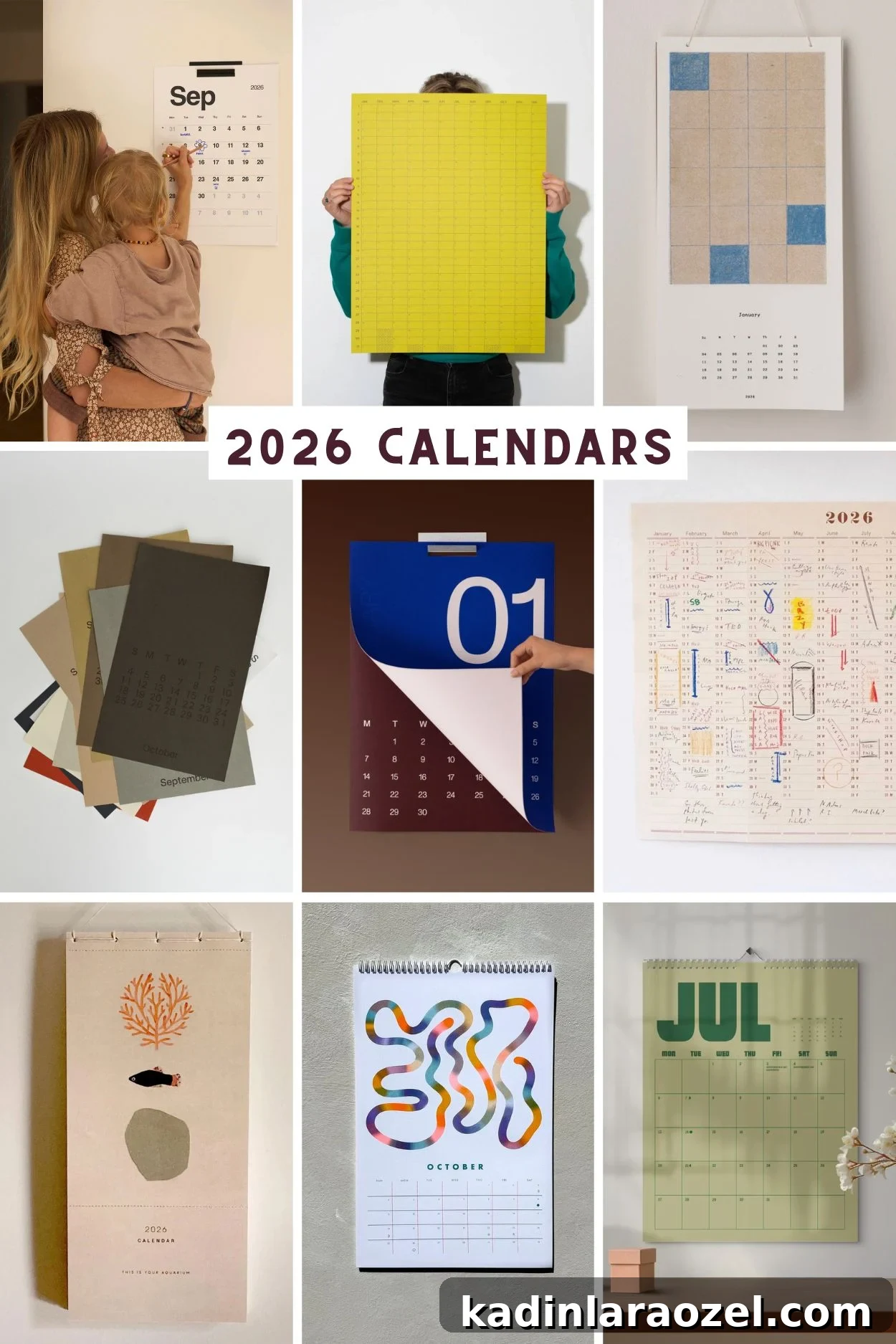 roundup of images that feature various modern calendars
