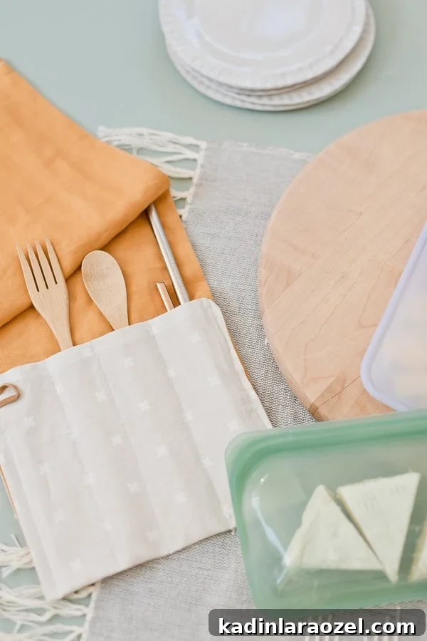 Cute utensil wrap, made of scrap fabric.