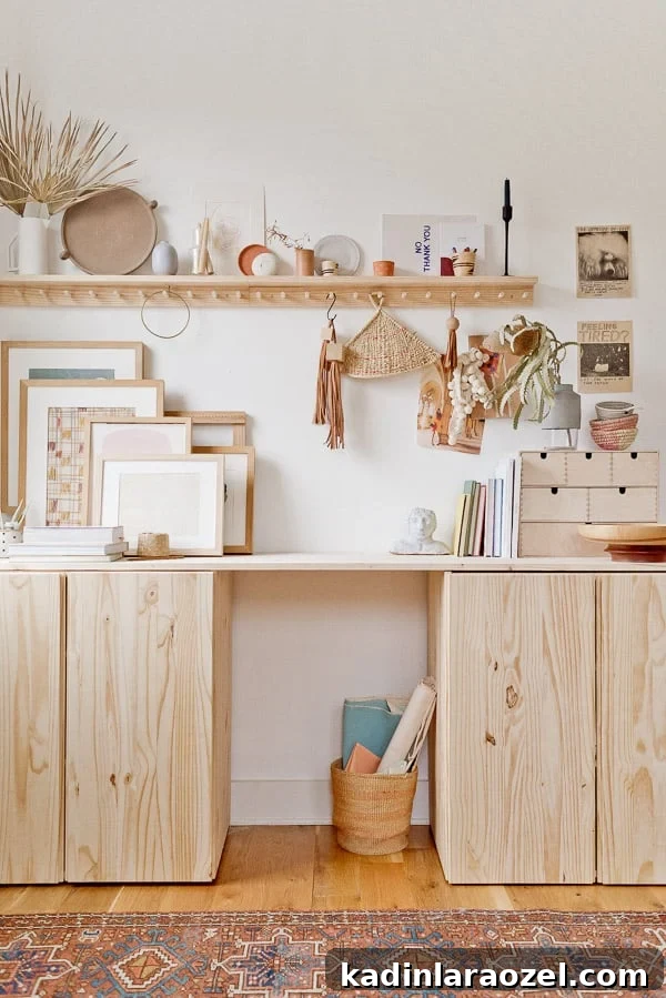 DIY Standing Desk Hack: Convert IKEA IVAR into a Sit-Stand Workstation 3 Organic modern home office with lots of wood details