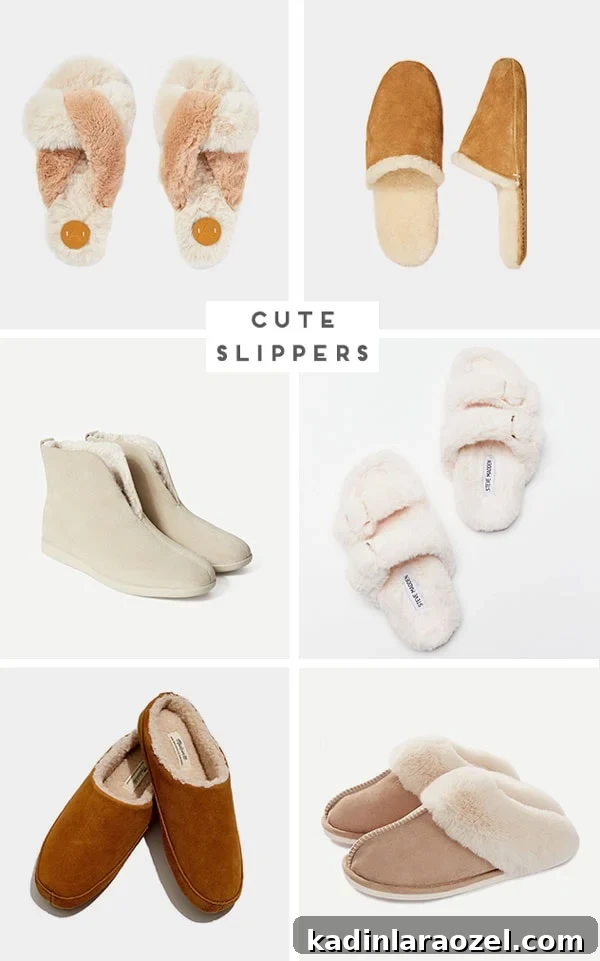 Cozy Winter Slippers to Keep Your Feet Warm and Stylish 3 Images of neutral, modern women's slippers.