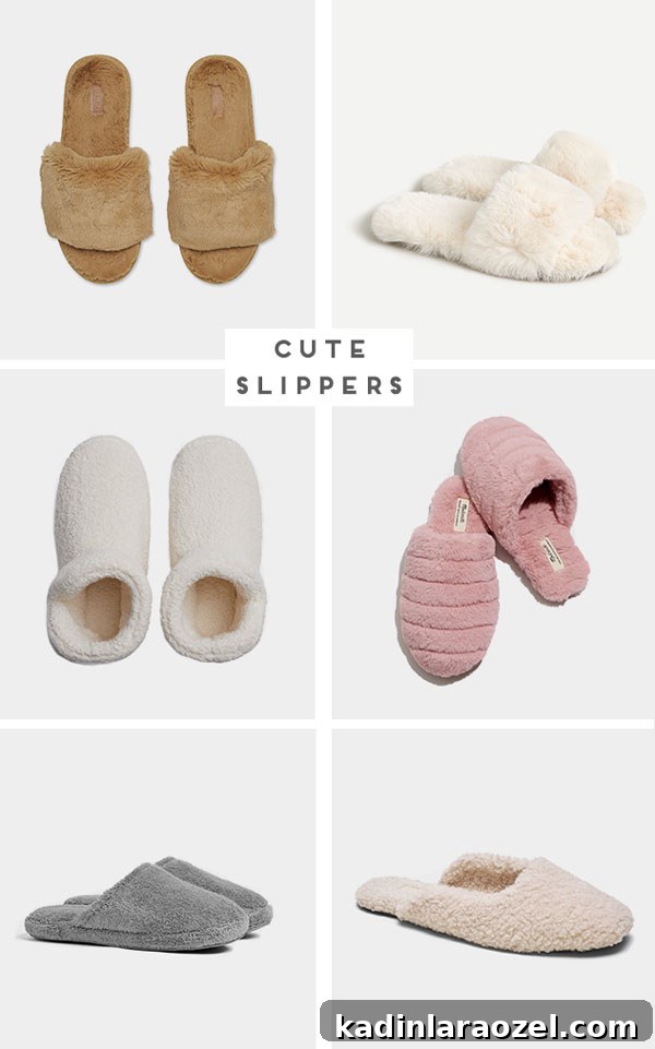 Cozy Winter Slippers to Keep Your Feet Warm and Stylish 4 Roundup of images that feature different slipper styles for women.