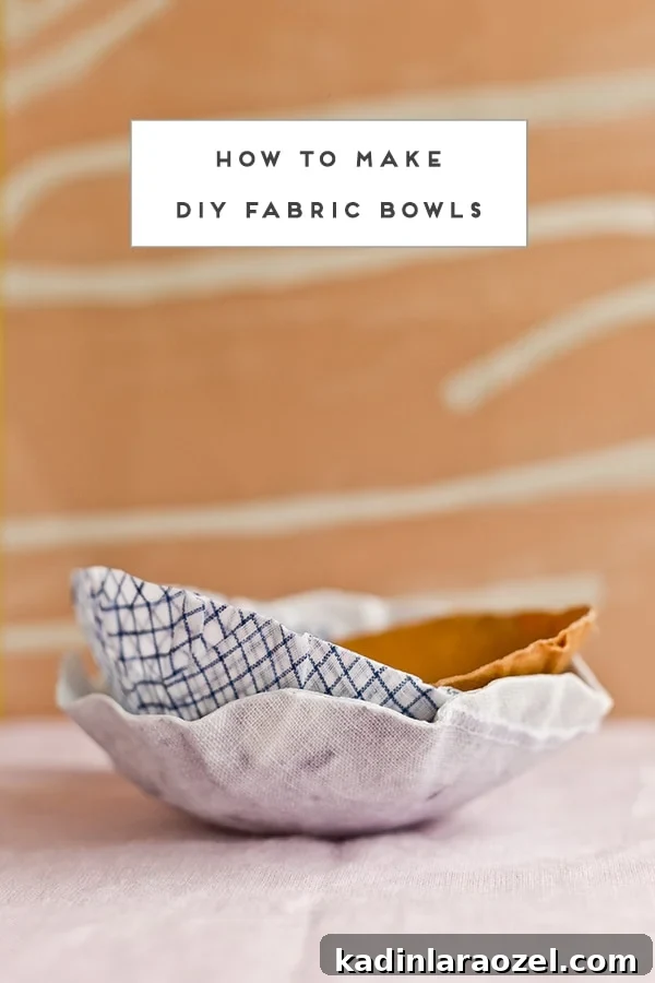 DIY fabric bowls stacked on top of each other.