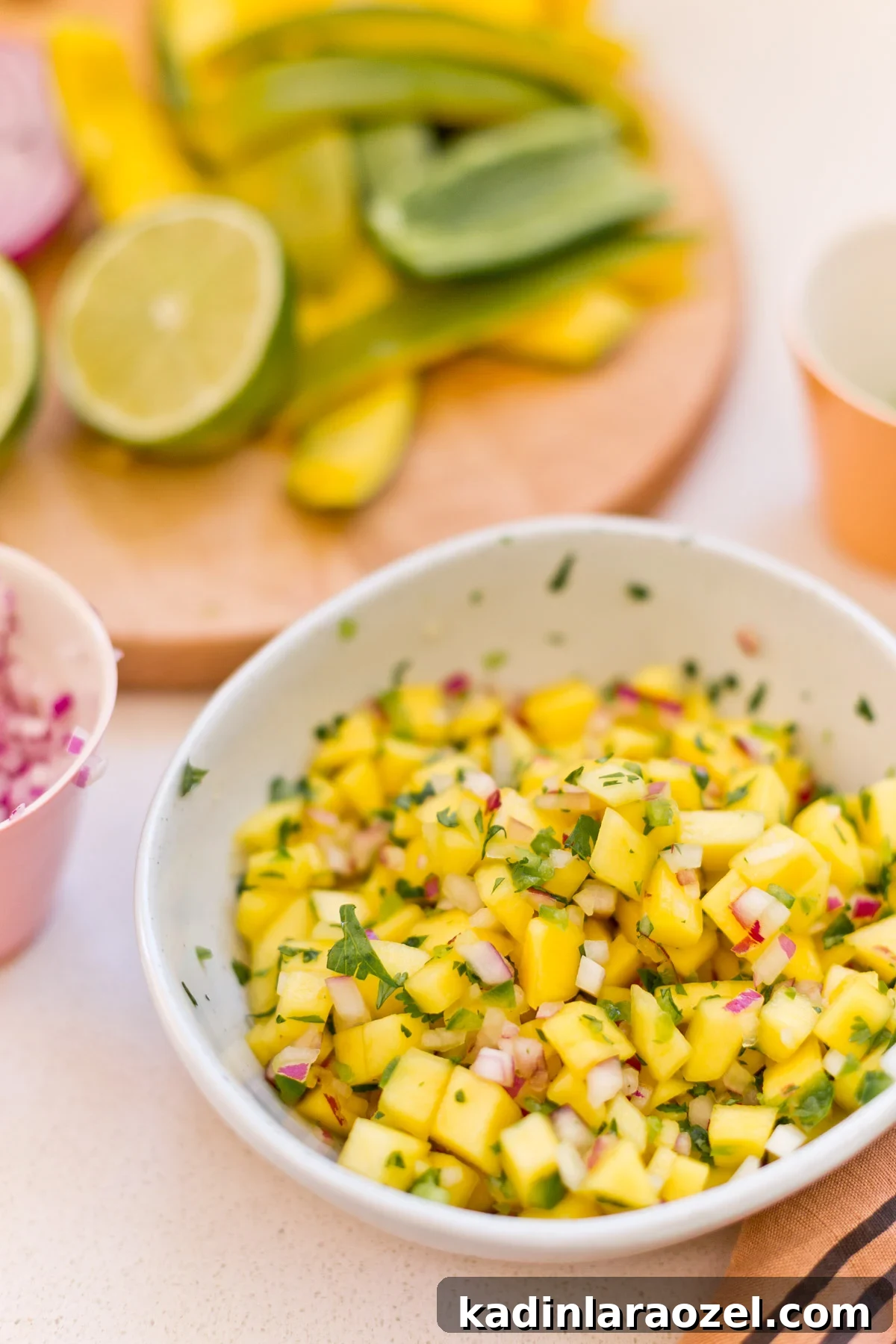 mango salsa with onions and cilantro