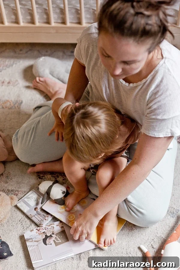 Create a Personalized Baby Board Book: 3 Creative DIY Methods 11 Photo of mother and child reading books in a nursery, on the floor.