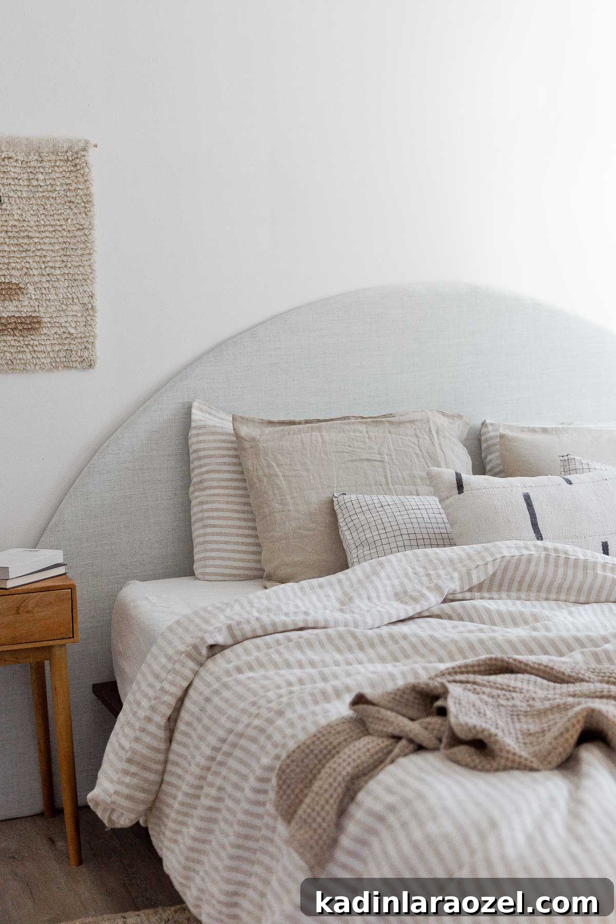 Styled bedroom with linen