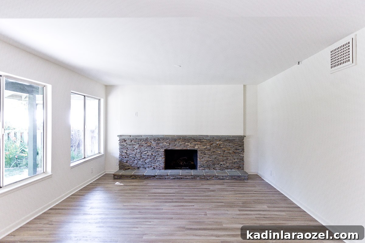 Fireplace Makeover Before & After: Stunning Transformations and Ideas 3 empty house with ledger rock fireplace