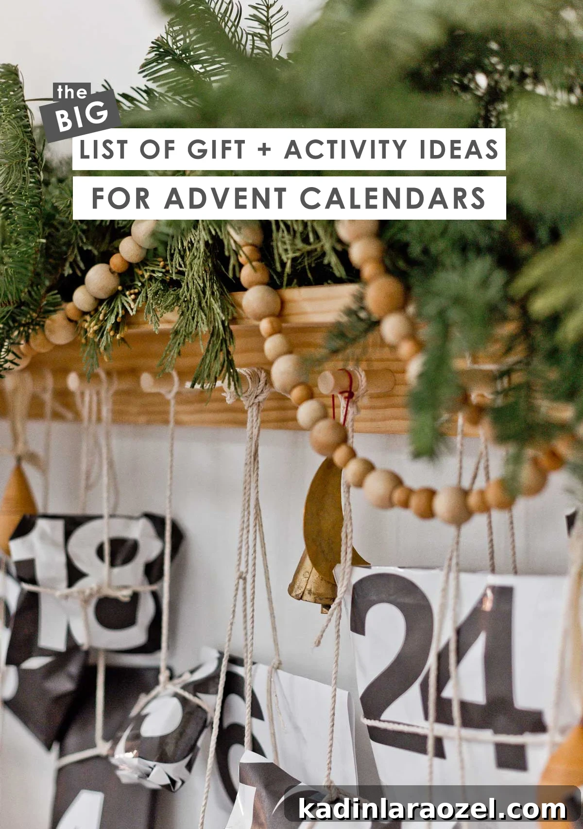 50 Advent Calendar Ideas to Delight Every Day in December 2 Modern black and white advent calendar packages hanging from a peg rail