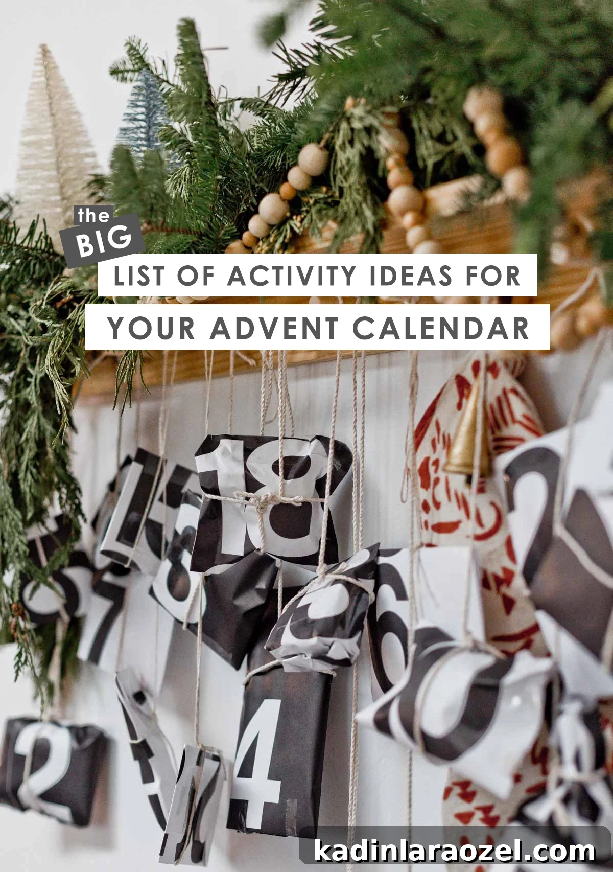 50 Advent Calendar Ideas to Delight Every Day in December 4 Numbered packages hanging from peg rail advent calendar