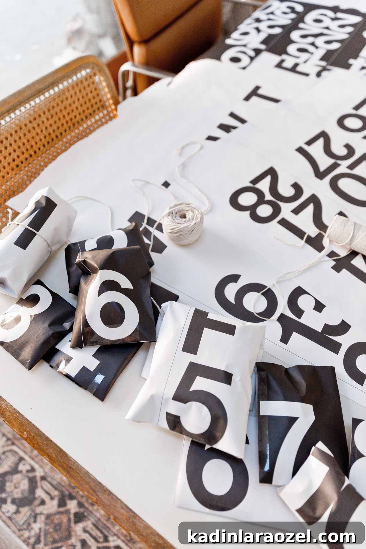 50 Advent Calendar Ideas to Delight Every Day in December 7 Wrapping small packages with leftover calendar pages on a white table
