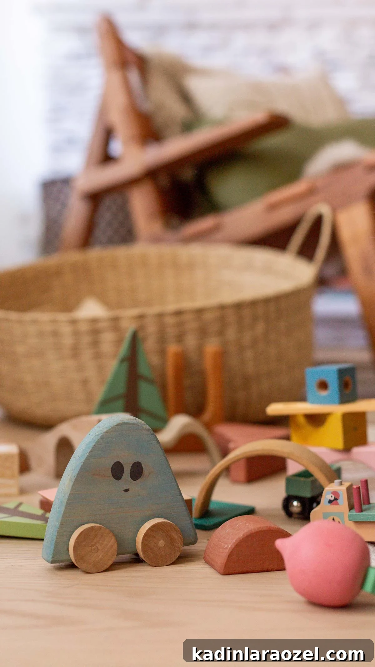 Build a Wooden Toy Car: Step-by-Step Guide and Plans 3 Wooden toys (blocks and a toy car) for kids on the floor near a basket