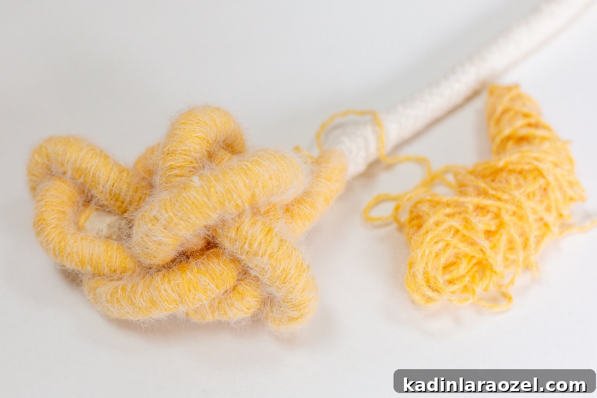 Make an Easter Basket from Scratch: Step-by-Step DIY Guide 7 yellow yard wrapped around cotton cording to make thick cording for a basket