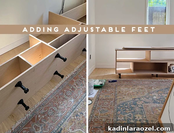 Adding adjustable feet to the bottom of a wood built in