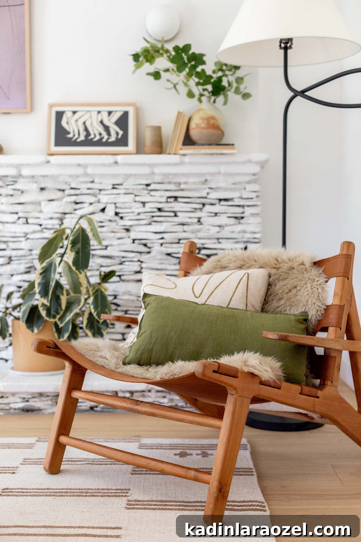 Top 2023 Amazon Prime Big Deals Day Finds: My Favorite Picks 5 olive green linen pillow on leather sling back chair in neutral modern living room